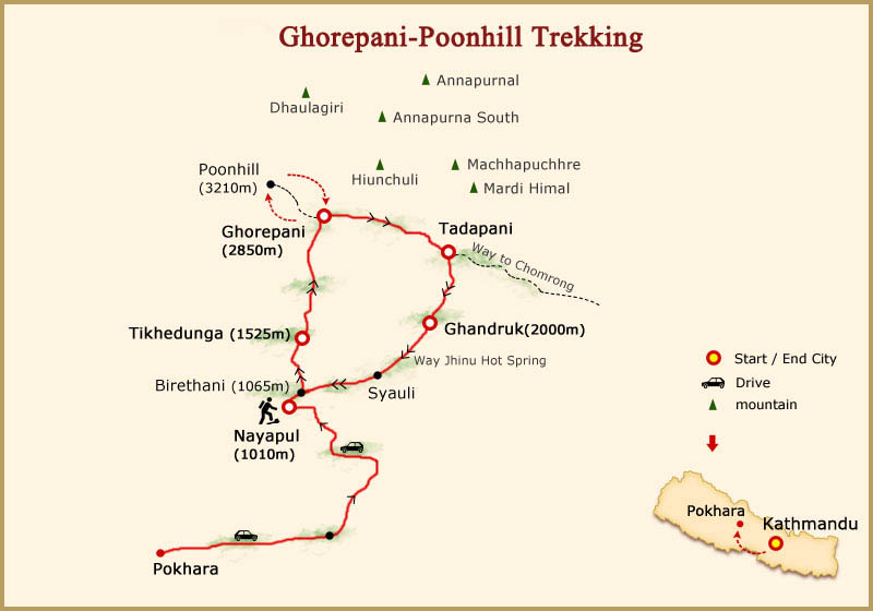 Ghorepani Poonhill Trek map