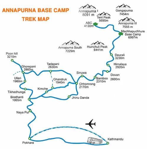 Annapurna Base Camp Trek map